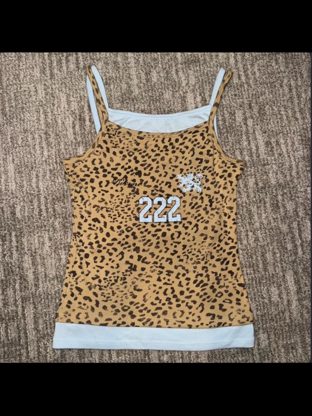 Urban Outfitters BDG Leopard Print 222 Graphic Cami Tank - Beige/Brown